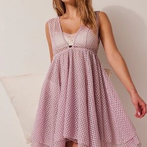 Free People Dress All Occasions Pink Sheer Babydoll Slip Beach Resort Dress